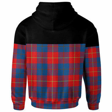 Scottish Galloway Red Clan Tartan Hoodie - Horizontal Style Back Side Tartan Plaid