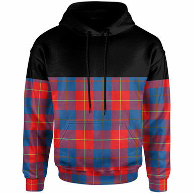 Scottish Galloway Red Clan Tartan Hoodie - Horizontal Style Front Side Tartan Plaid
