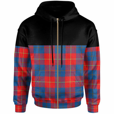 Scottish Galloway Red Clan Tartan Hoodie - Horizontal Style Zip Tartan Plaid
