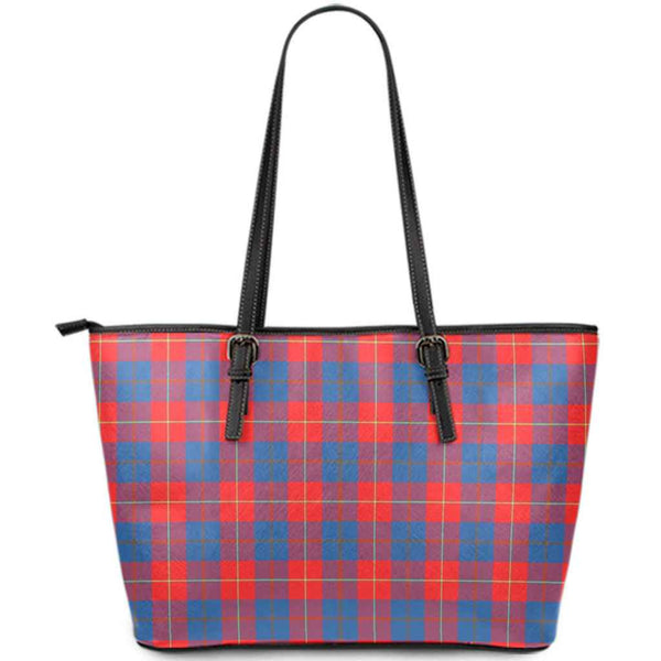 Scottish Galloway Red Clan Tartan Leather Tote Tartan Plaid