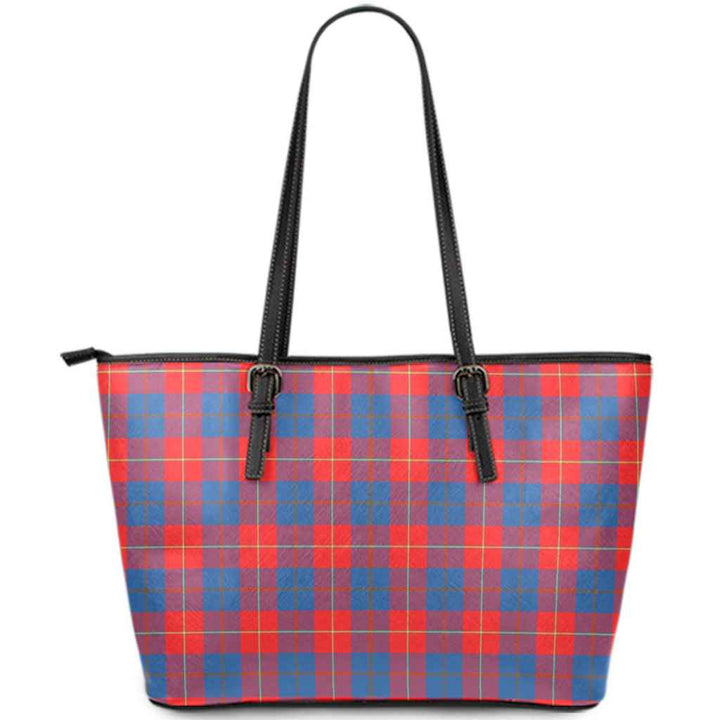Scottish Galloway Red Clan Tartan Leather Tote Tartan Plaid