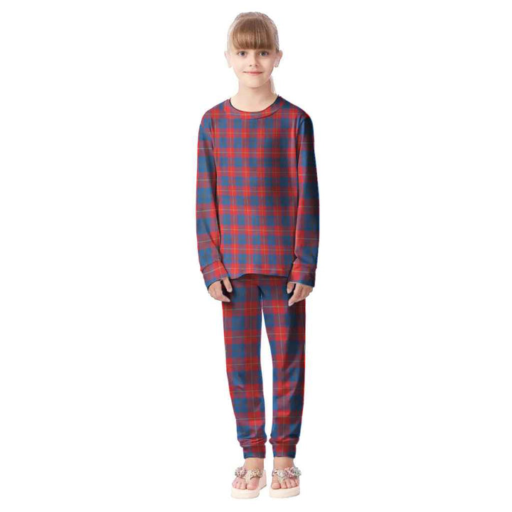 Scottish Galloway Red Clan Tartan Pajama Set Kid Front Side Tartan Plaid