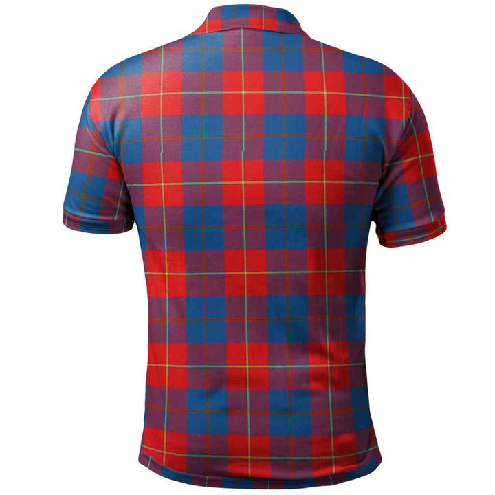 Scottish Galloway Red Clan Tartan Polo Shirt Back Side Tartan Plaid