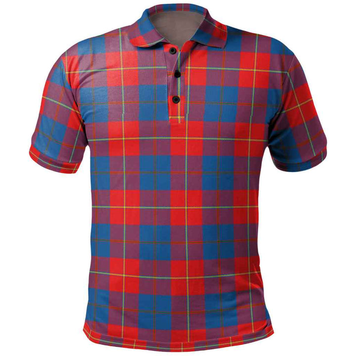 Scottish Galloway Red Clan Tartan Polo Shirt Front Side Tartan Plaid