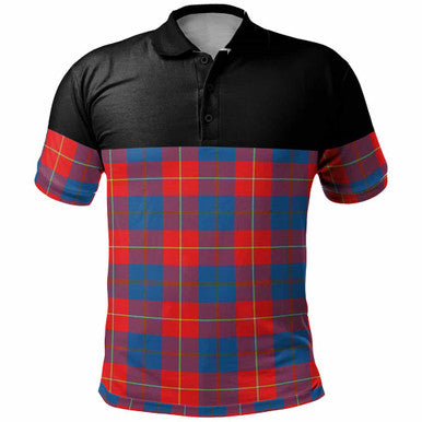 Scottish Galloway Red Clan Tartan Polo Shirt - Horizontal Style Front Side Tartan Plaid
