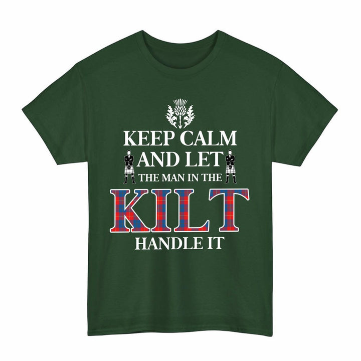 Scottish Galloway Red Clan Tartan T-Shirt - Keep Calm Tartan Plaid Forest Green Color