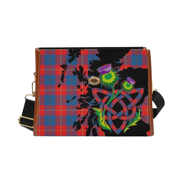 Scottish Galloway Red Clan Tartan Waterproof Canvas Bag With Thistle Tartan Plaid 2