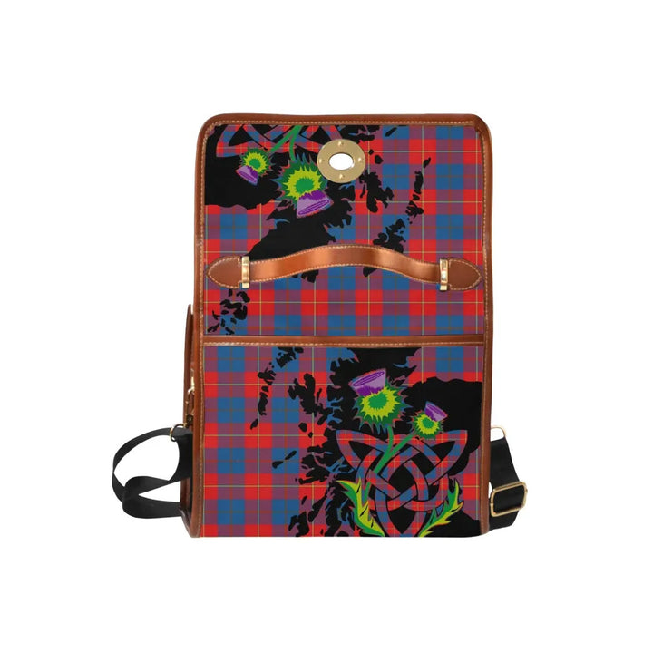 Scottish Galloway Red Clan Tartan Waterproof Canvas Bag With Thistle Tartan Plaid 6