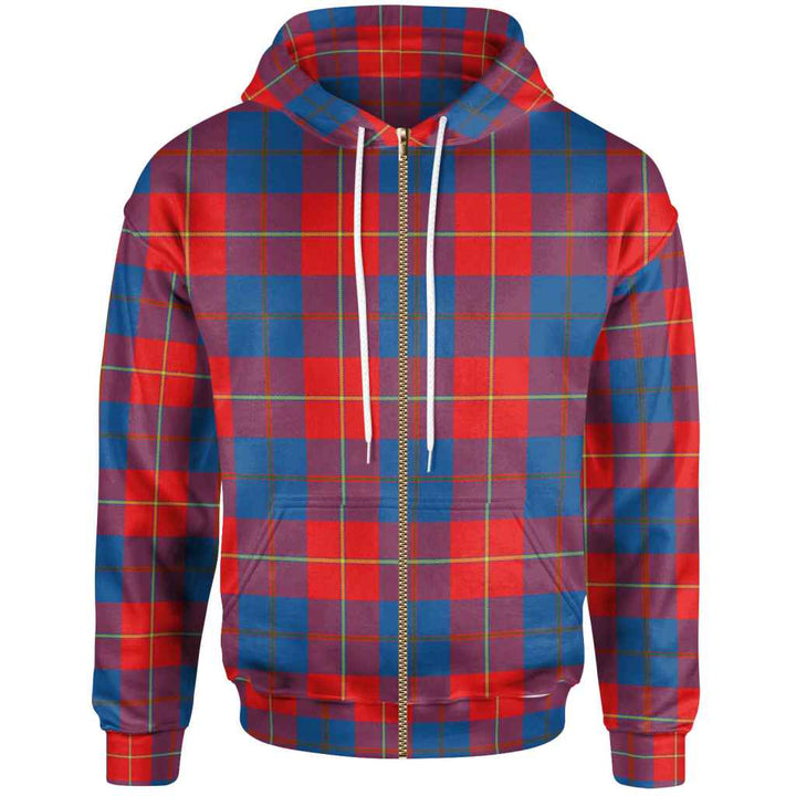 Scottish Galloway Red Clan Tartan Hoodie Zip Tartan Plaid