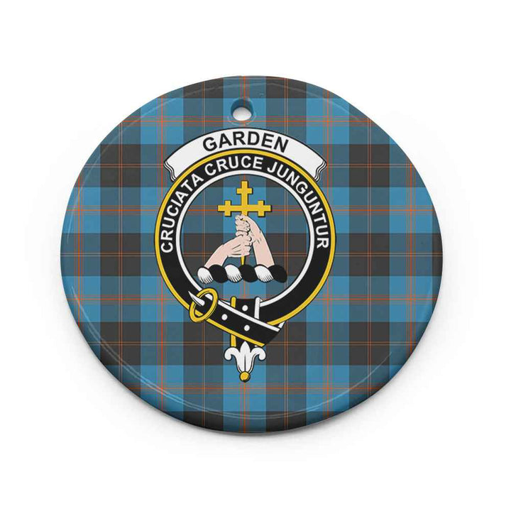 Scottish Garden Clan Crest Tartan Ceramic Ornament Circle Shape Tartan Plaid