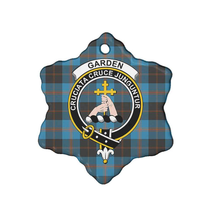 Scottish Garden Clan Crest Tartan Ceramic Ornament Snow Flake Shape Tartan Plaid