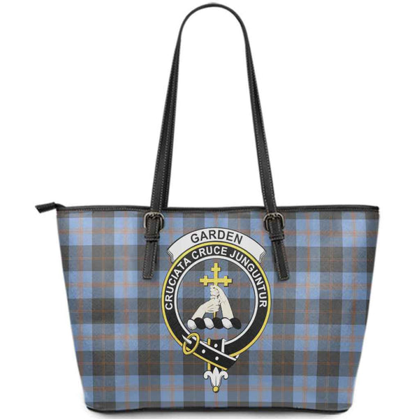 Scottish Garden Clan Crest Tartan Leather Tote Tartan Plaid