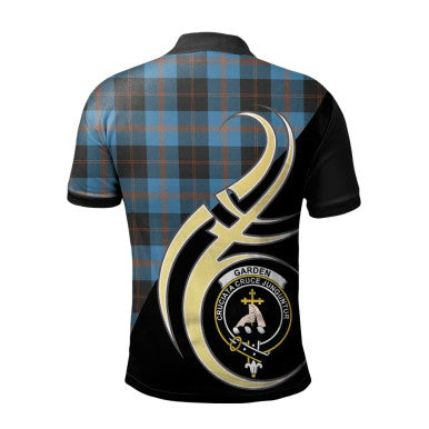 Scottish Garden Clan Crest Tartan Polo Shirt Believe in Me Back Side Tartan Plaid