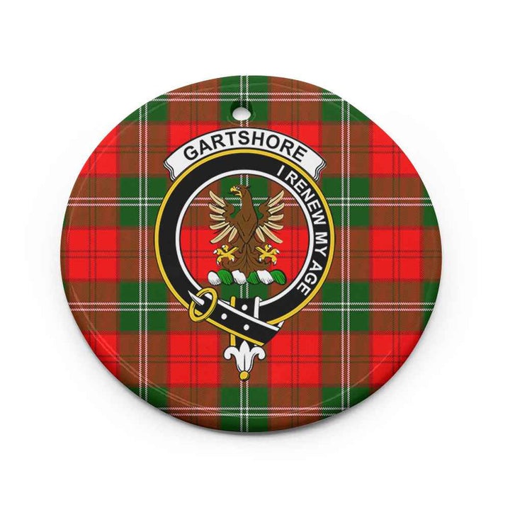 Scottish Gartshore Clan Crest Tartan Ceramic Ornament Circle Shape Tartan Plaid