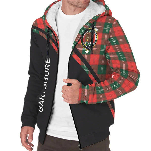 Scottish Gartshore Clan Crest Tartan Curve Sherpa Hoodie