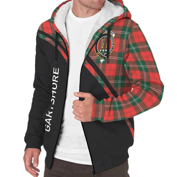 Scottish Gartshore Clan Crest Tartan Curve Sherpa Hoodie