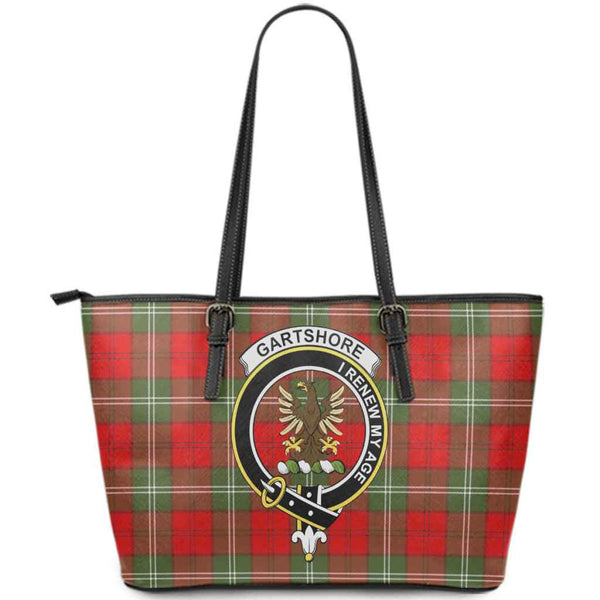 Scottish Gartshore Clan Crest Tartan Leather Tote Tartan Plaid