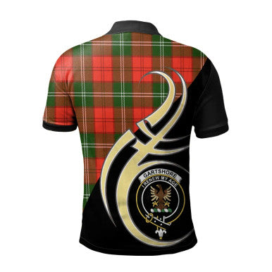 Scottish Gartshore Clan Crest Tartan Polo Shirt Believe in Me Back Side Tartan Plaid