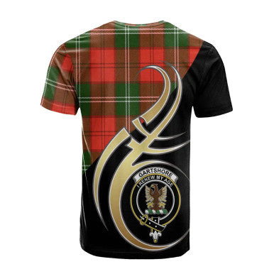 Scottish Gartshore Clan Crest Tartan T-Shirt Believe in Me Back Side Tartan Plaid