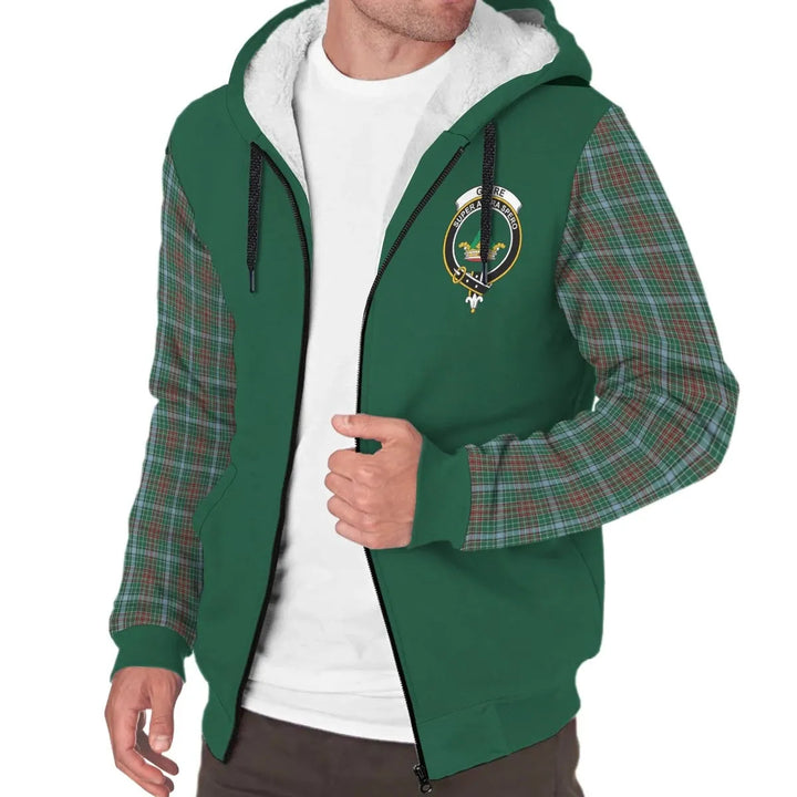 Scottish Gayre Clan Crest Tartan Plaid Sleeve Sherpa Hoodie