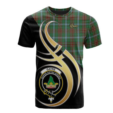 Scottish Gayre Clan Crest Tartan T-Shirt Believe in Me Front Side Tartan Plaid