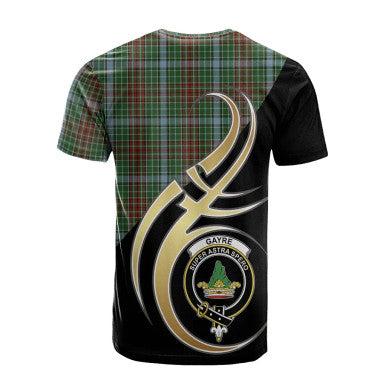 Scottish Gayre Clan Crest Tartan T-Shirt Believe in Me Back Side Tartan Plaid