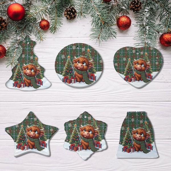 Scottish Gayre Clan Tartan Ceramic Ornament Cute Highland Cow Christmas All Style Tartan Plaid