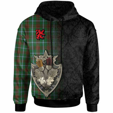 Scottish Gayre Clan Tartan Hoodie - Half Thistle Flowers Celtic Design Front Side Tartan Plaid