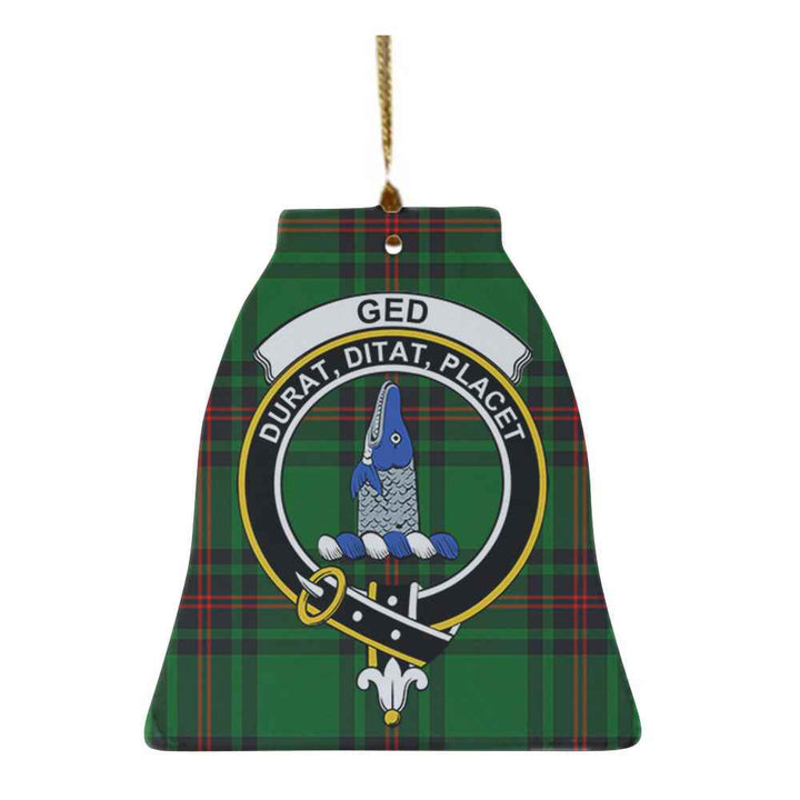 Scottish Ged Clan Crest Tartan Ceramic Ornament Bell Shape Tartan Plaid