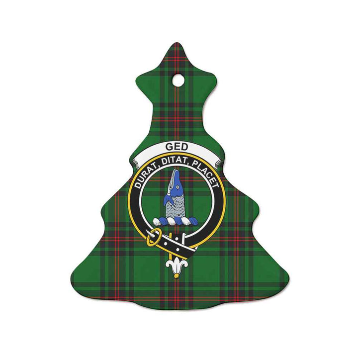 Scottish Ged Clan Crest Tartan Ceramic Ornament Tree Shape Tartan Plaid