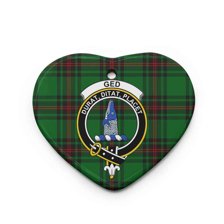 Scottish Ged Clan Crest Tartan Ceramic Ornament Heart Shape Tartan Plaid