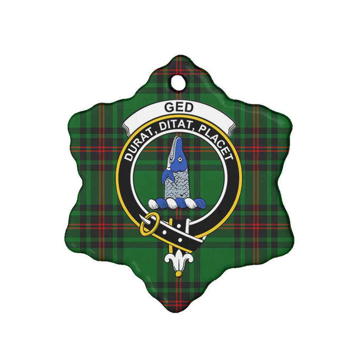 Scottish Ged Clan Crest Tartan Ceramic Ornament Snow Flake Shape Tartan Plaid