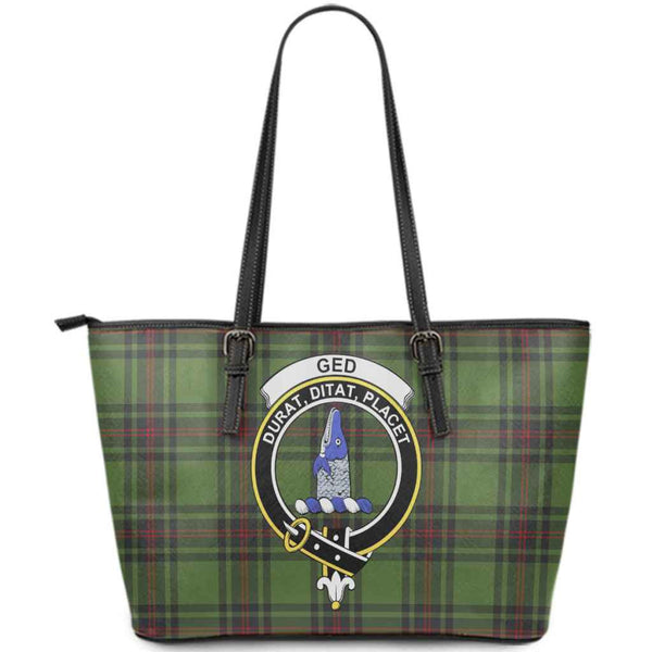Scottish Ged Clan Crest Tartan Leather Tote Tartan Plaid