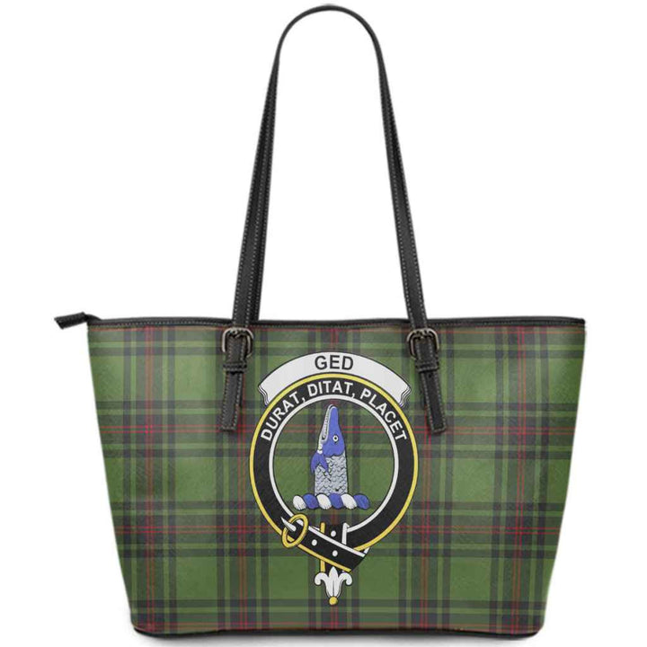 Scottish Ged Clan Crest Tartan Leather Tote Tartan Plaid