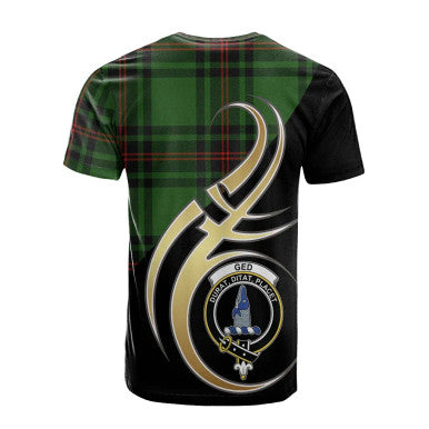 Scottish Ged Clan Crest Tartan T-Shirt Believe in Me Back Side Tartan Plaid