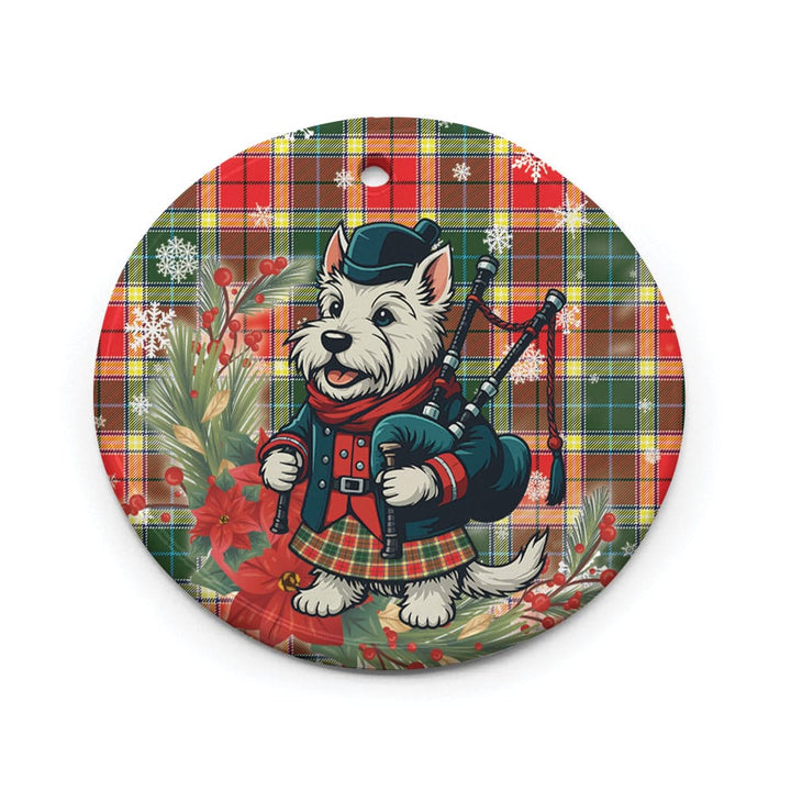 Scottish Gibbs Clan Tartan Ceramic Ornament Cute Scottish Terrier Dog Circle Style Tartan Plaid