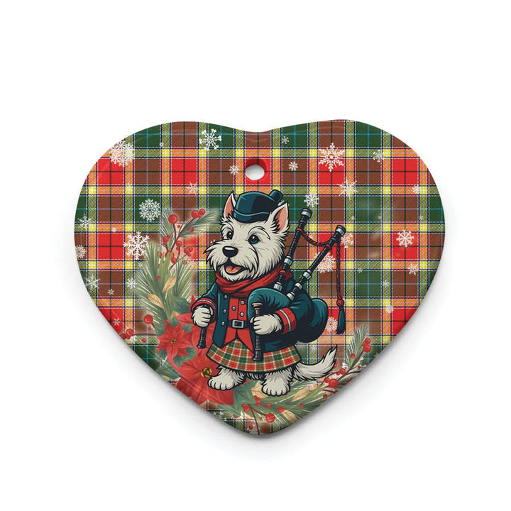 Scottish Gibbs Clan Tartan Ceramic Ornament Cute Scottish Terrier Dog Heart Style Tartan Plaid
