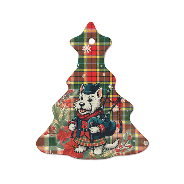 Scottish Gibbs Clan Tartan Ceramic Ornament Cute Scottish Terrier Dog Tree Style Tartan Plaid