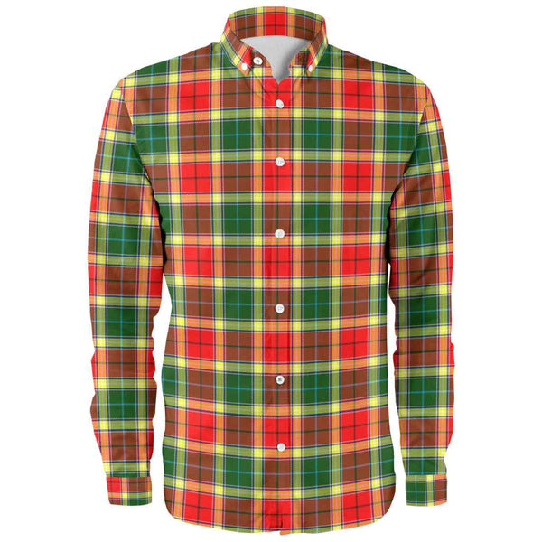 Scottish Gibbs Clan Tartan Long Sleeve Shirt Front Side Tartan Plaid