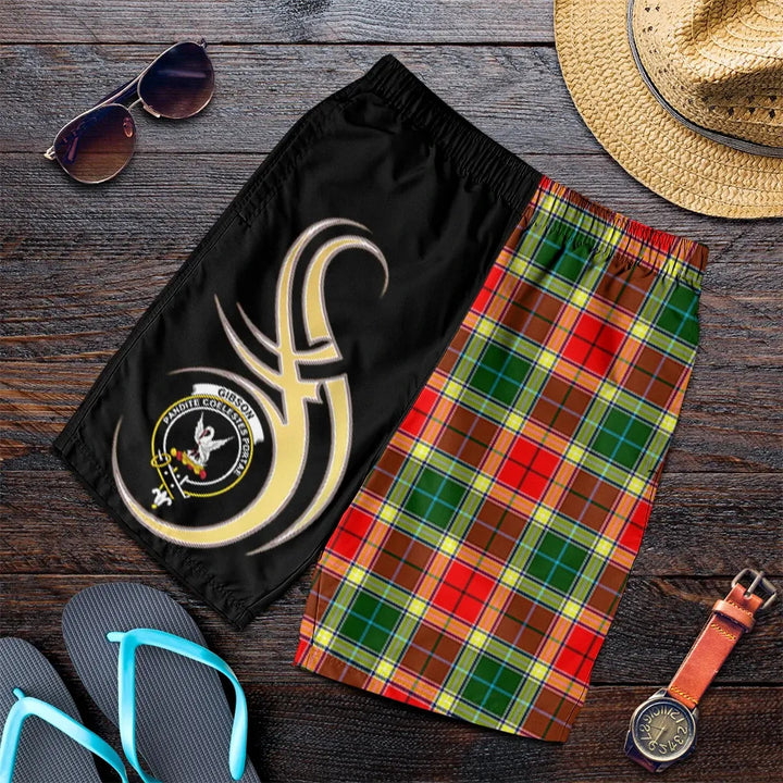 Scottish Gibson Clan Crest Tartan Believe in Me Men's Shorts