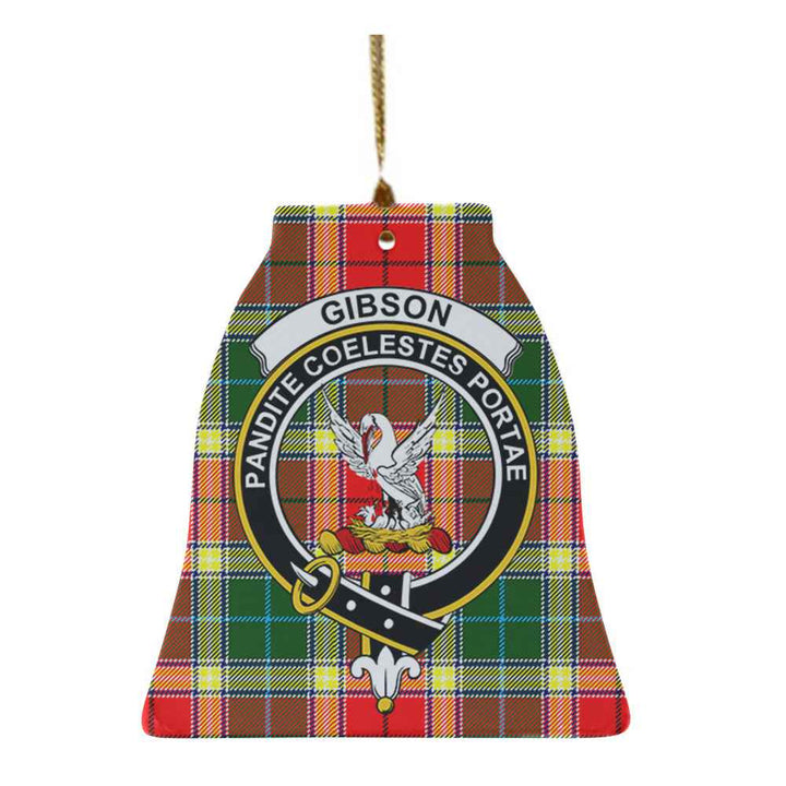 Scottish Gibson Clan Crest Tartan Ceramic Ornament Bell Shape Tartan Plaid