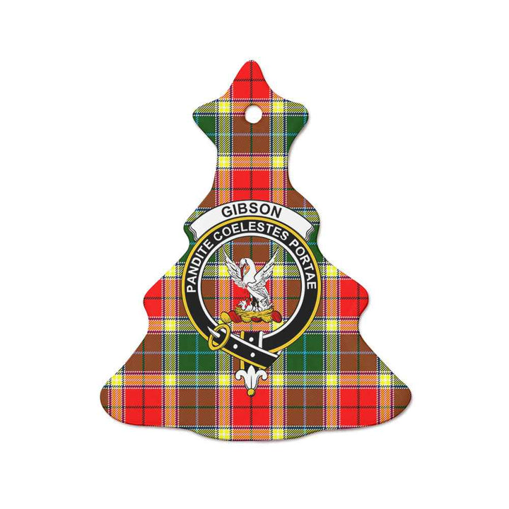 Scottish Gibson Clan Crest Tartan Ceramic Ornament Tree Shape Tartan Plaid