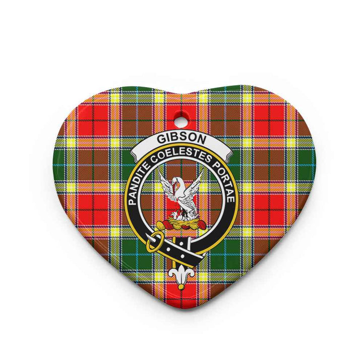 Scottish Gibson Clan Crest Tartan Ceramic Ornament Heart Shape Tartan Plaid