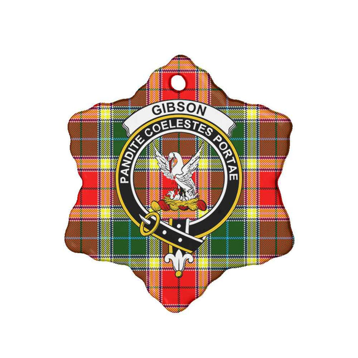 Scottish Gibson Clan Crest Tartan Ceramic Ornament Snow Flake Shape Tartan Plaid