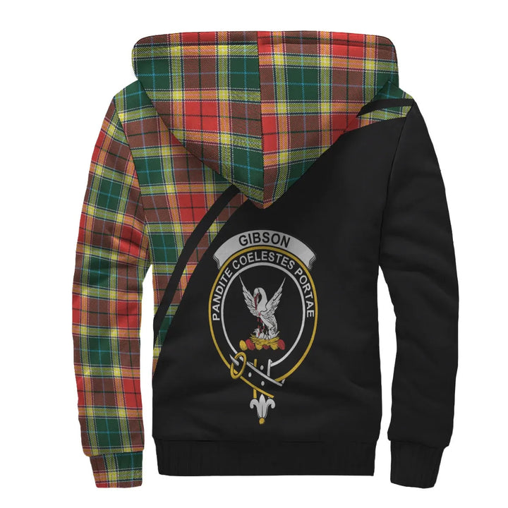 Scottish Gibson Clan Crest Tartan Curve Sherpa Hoodie