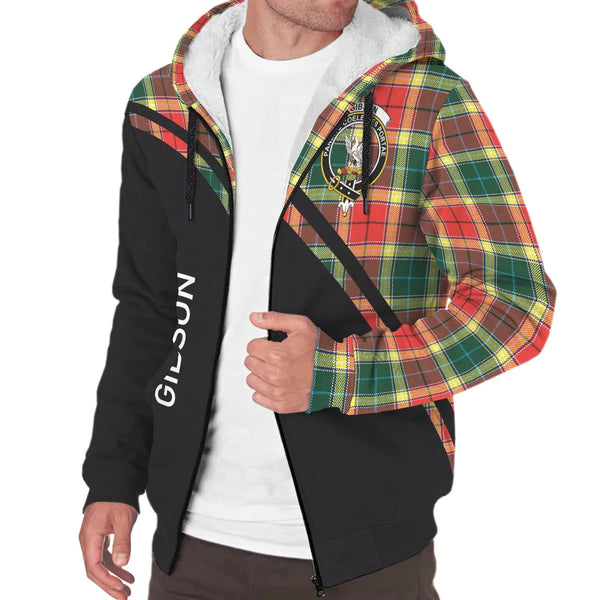 Scottish Gibson Clan Crest Tartan Curve Sherpa Hoodie