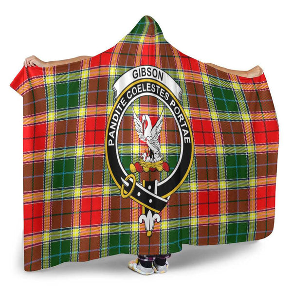 Scottish Gibson Clan Crest Tartan Hooded Blanket Tartan Plaid 2