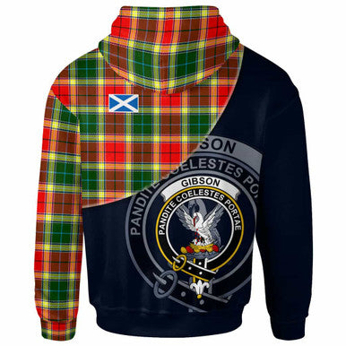 Scottish Gibson Clan Crest Tartan Hoodie - Bend Style Back Side Tartan Plaid
