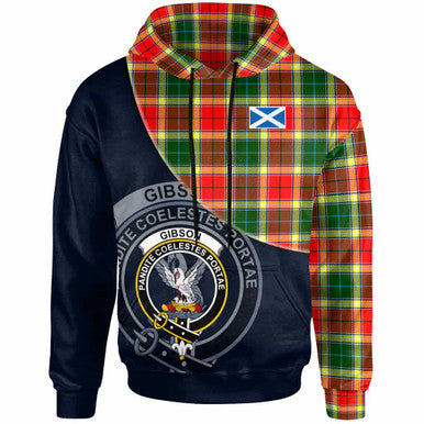 Scottish Gibson Clan Crest Tartan Hoodie - Bend Style Front Side Tartan Plaid