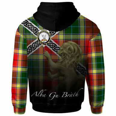 Scottish Gibson Clan Crest Tartan Hoodie - Scotland Lion Back Side Tartan Plaid